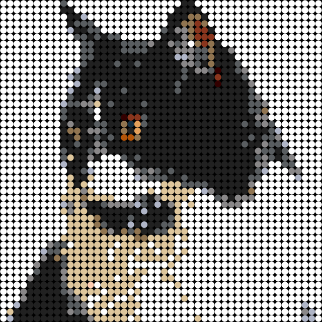 Retrato de gato en mosaico de dots de colores personalizado