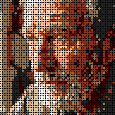 Ejemplo kit Clásico retrato pixel art abuelo - 48x48 dots 38x38 cm