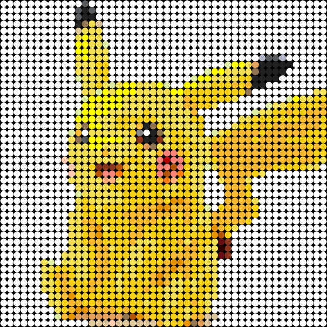 Personaje Pikachu en mosaico de dots de colores personalizado